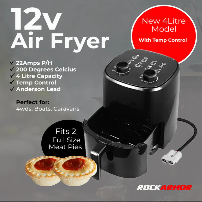 Load image into Gallery viewer, Black 12V Air Fryer from Rockarmor 4L 12V Vehicle Air Fryer for travel cooking
