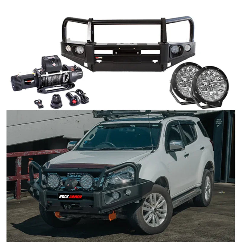 Load image into Gallery viewer, Automotive off-road accessories featuring Rockarmor Elite Bullbar with synthetic winch rope for Isuzu Mu-X
