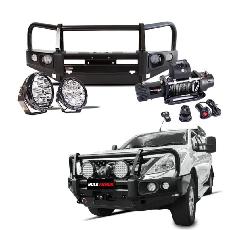 Load image into Gallery viewer, Truck bumper and accessories featuring Rockarmor Elite Bullbar and synthetic winch rope
