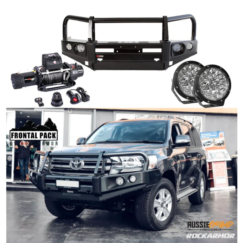 Load image into Gallery viewer, Frontal pack armor with elite bullbar and synthetic winch rope for Toyota Landcruiser 200 Series
