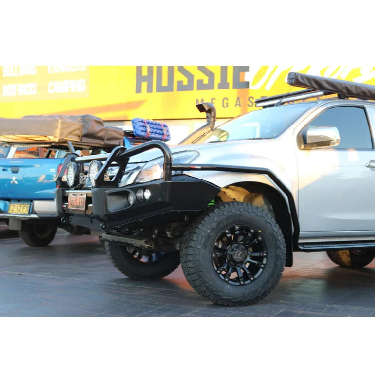 Load image into Gallery viewer, Silver off-road pickup truck equipped with Rockarmor Elite Hoop Bullbar for Isuzu Mux
