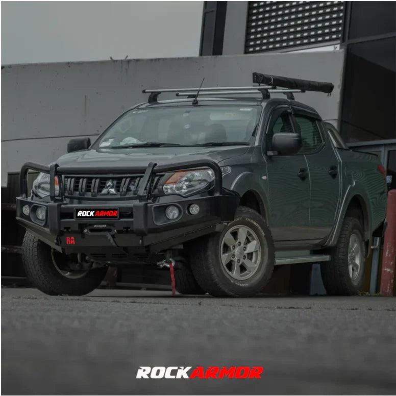 Load image into Gallery viewer, Gray pickup truck with aftermarket elite steel bullbar for Mitsubishi Triton Mq

