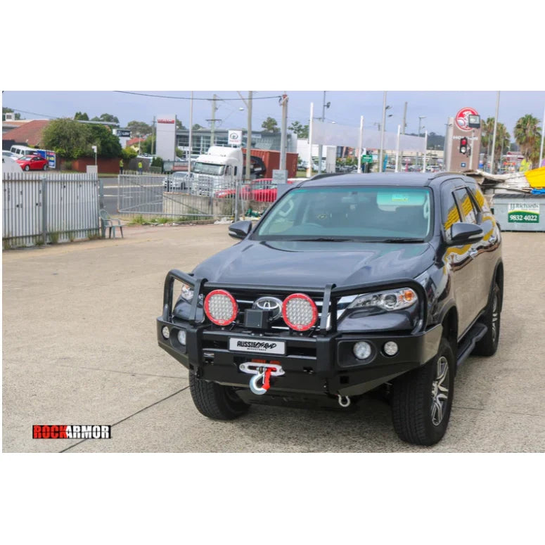 Load image into Gallery viewer, Black SUV with aftermarket elite steel bullbar on Toyota Fortuner 2015-2019
