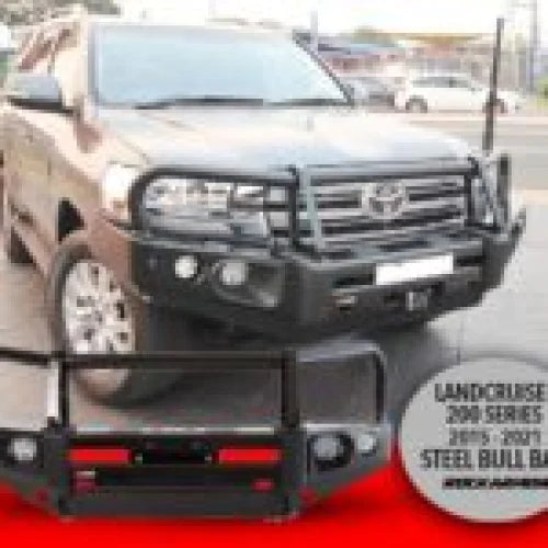 Load image into Gallery viewer, Black steel bull bar from Rockarmor Elite Steel to suit Toyota Landcruiser 200 Gx Gxl
