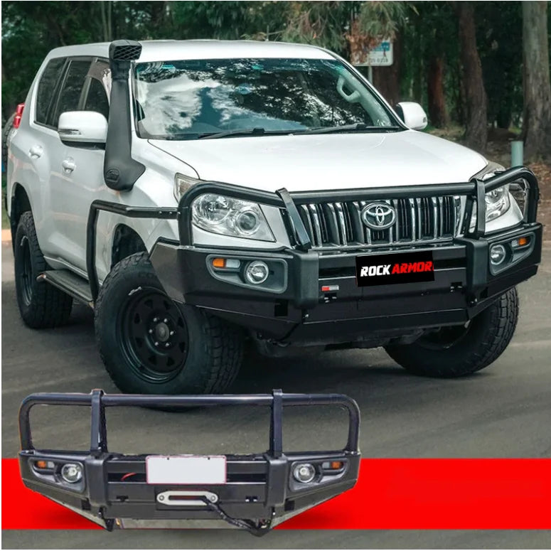 Load image into Gallery viewer, White SUV with black steel bullbar displaying Rockarmor Elite Steel Bullbar for Toyota Prado 150 2009-2013
