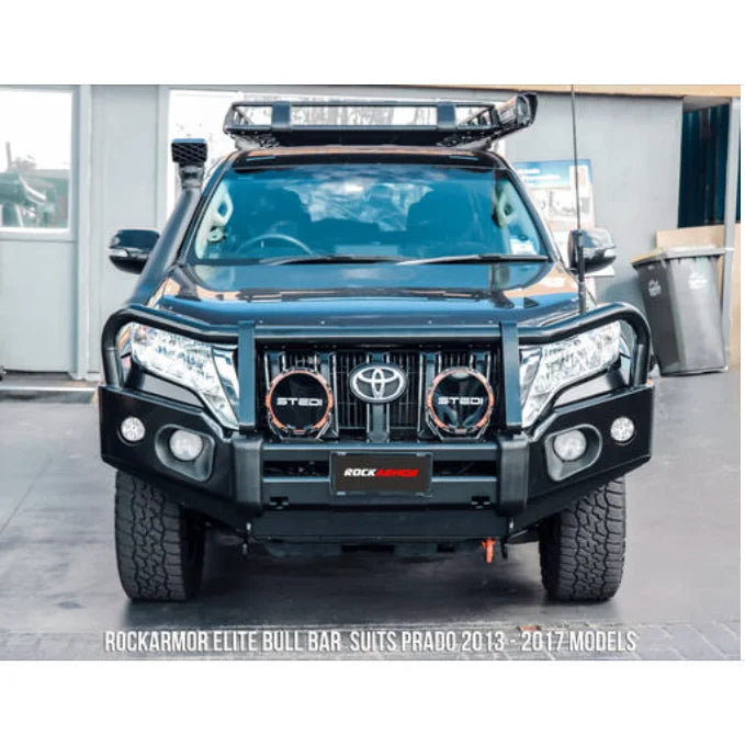Load image into Gallery viewer, Black Toyota Prado with Elite Steel Bullbar for Toyota Prado 150 Tear Drop 2013-2017
