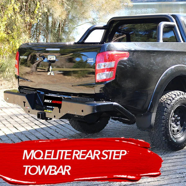 Load image into Gallery viewer, Black pickup truck with rear step tow bar suitable for Mitsubishi Triton MQ 2015-2018

