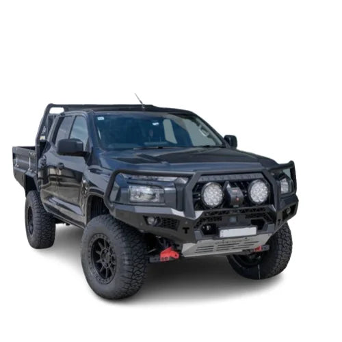 Load image into Gallery viewer, Black pickup truck with aftermarket hoop bullbar and synthetic winch rope for Mitsubishi Mv Triton 2024

