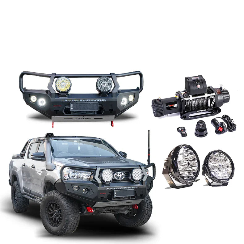 Load image into Gallery viewer, Rockarmor Gt Hoop Bullbar Combo Pack - Toyota Hilux 2015-2020 - Winch Bar Combo
