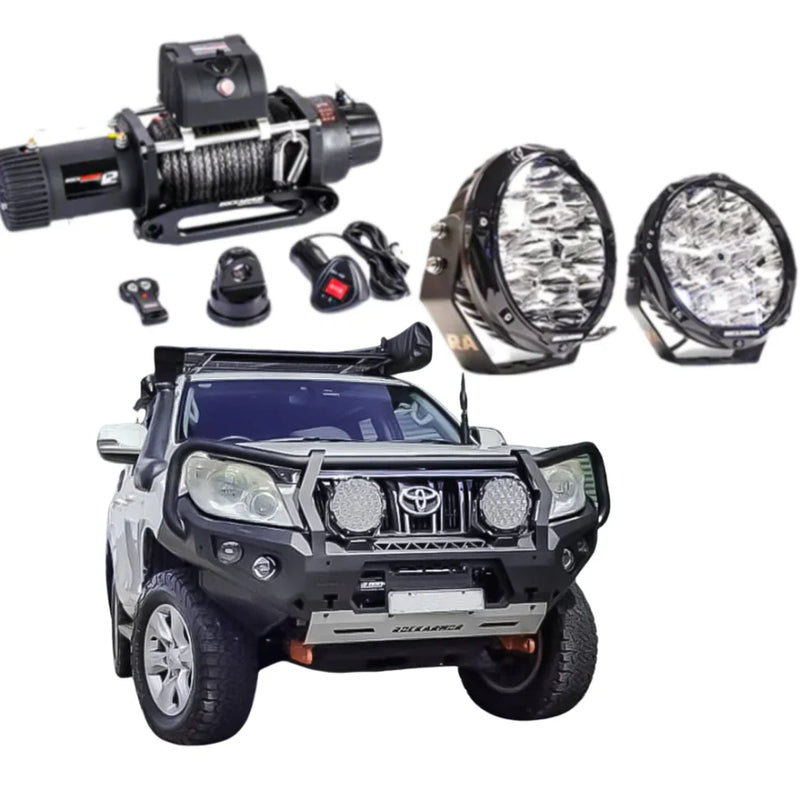 Load image into Gallery viewer, Rockarmor Gt Hoop Bullbar Combo Pack - Toyota Prado 150 2009-2015 - Winch Bar Combo
