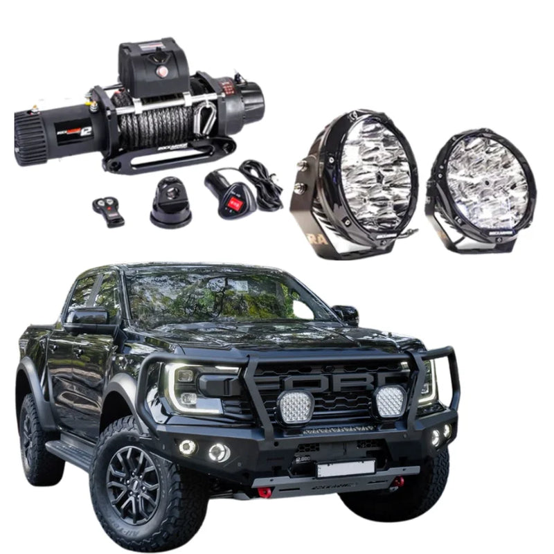 Load image into Gallery viewer, Rockarmor Gt Hoop Steel Bullbar Combo Pack - Ford Ranger Raptor Next Gen 2023-2024 - Winch Bar Combo
