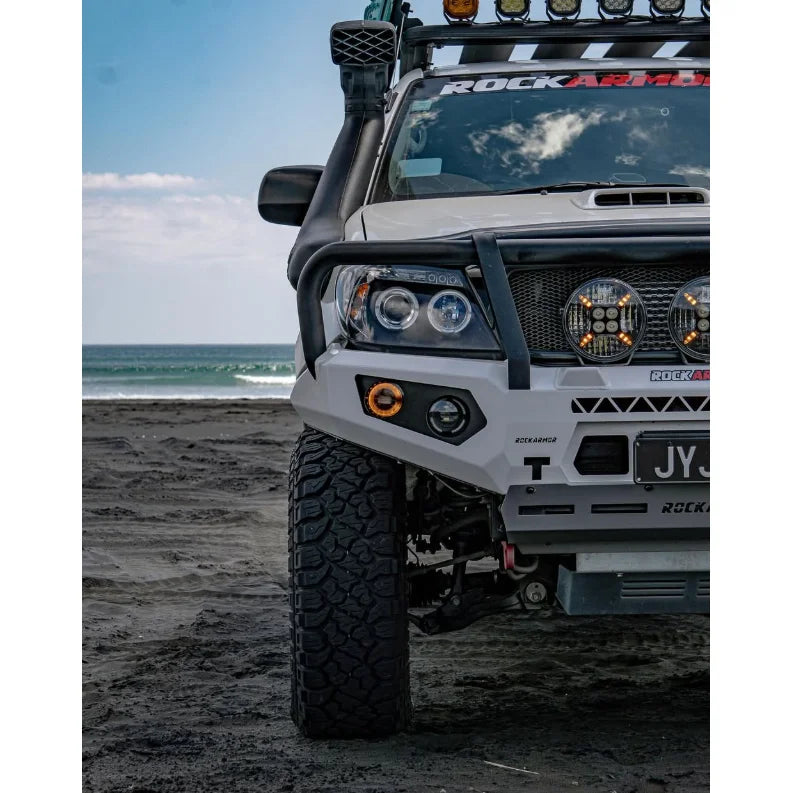Load image into Gallery viewer, Modified white off-road vehicle featuring Hoop Steel Bullbar for maximum frontal protection
