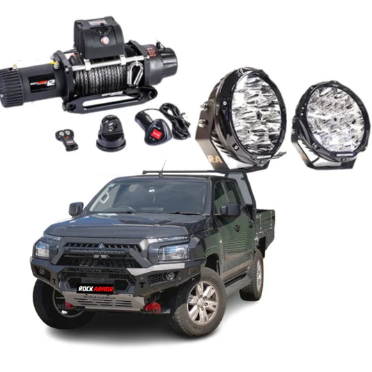 Rockarmor Gt Hoopless Bullbar Combo Pack - Mitsubishi Mv Triton 2024 - Winch Bar Combo