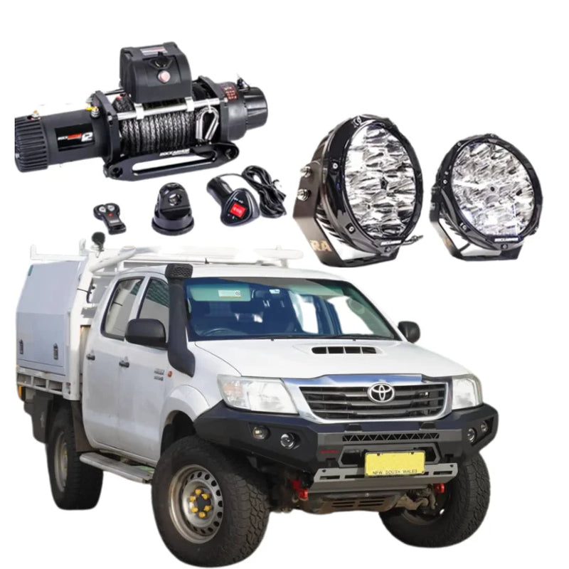 Load image into Gallery viewer, Rockarmor Gt Hoopless Bullbar Frontal Combo - Toyota Hilux N70 2005-2011 - Winch Bar Combo
