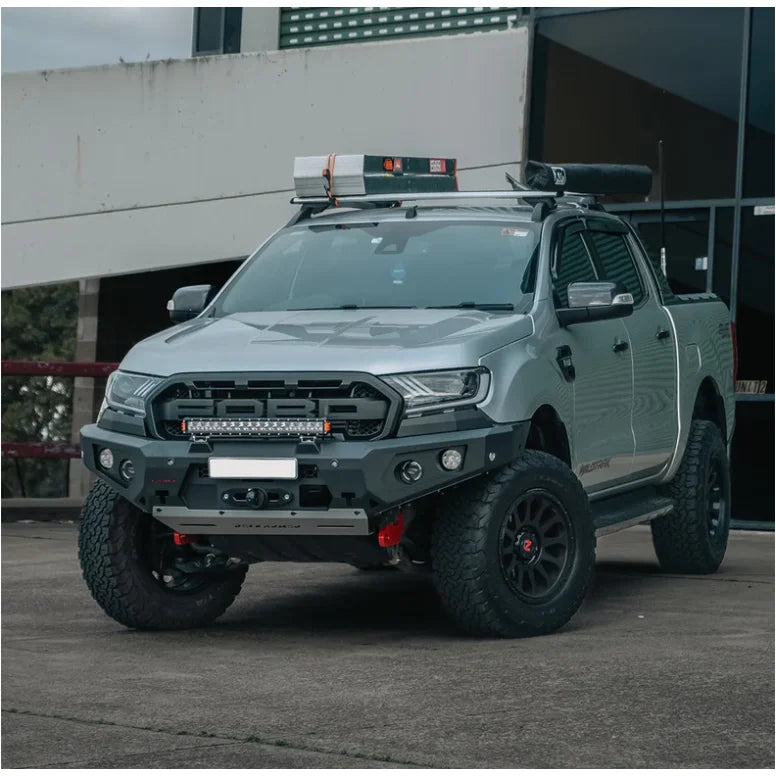 Load image into Gallery viewer, Silver Ford Ranger pickup truck with Rockarmor Gt Hoopless Bullbar for UA2 Ford Everest
