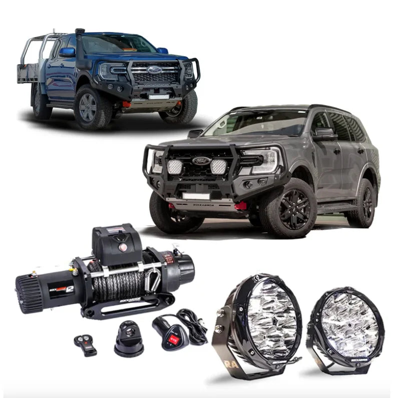 Load image into Gallery viewer, Off-road vehicle accessories featuring steel hoop bull bar with driving lights for Ford Everest 2015+

