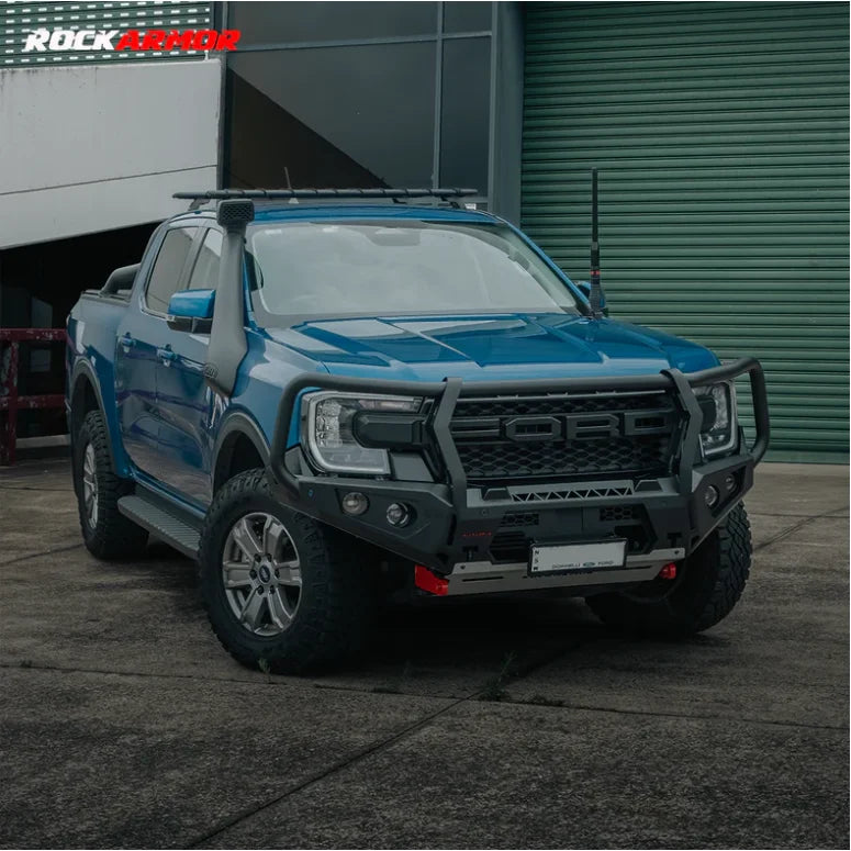 Load image into Gallery viewer, Black electric winch with accessories on Steel Hoop Bull Bar for Ford Everest Next Gen 2022+

