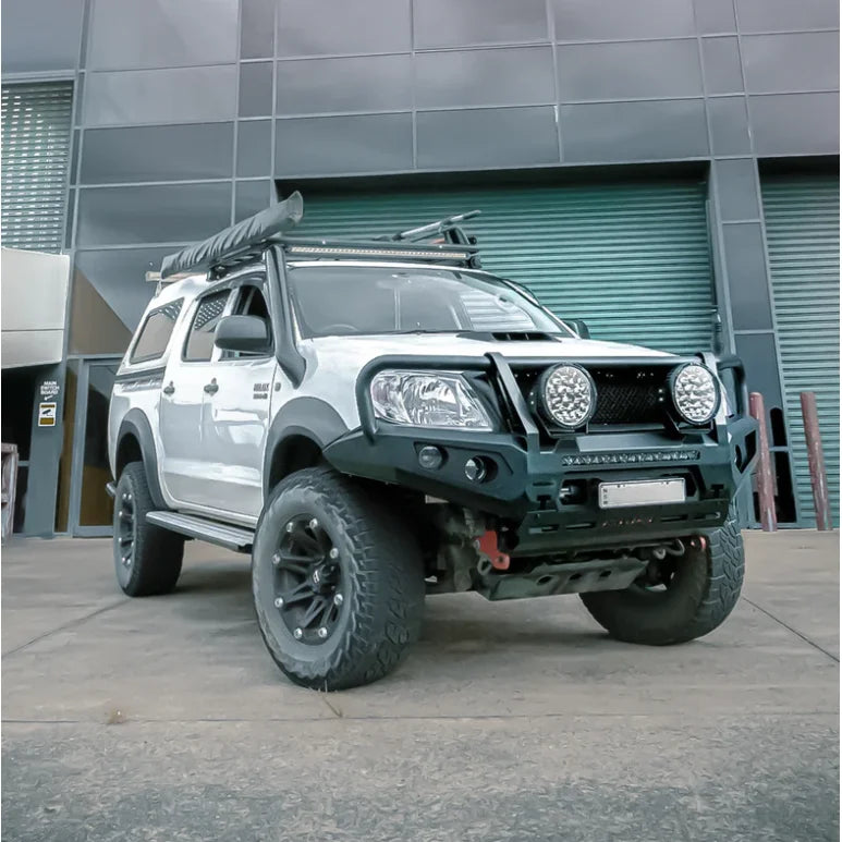 Load image into Gallery viewer, White off-road pickup truck with steel hoop bullbar from Rockarmor Gt Steel Hoop Bullbar Pack

