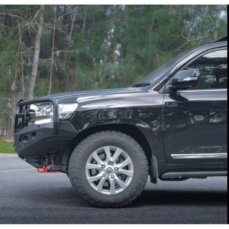 Load image into Gallery viewer, Black SUV with aftermarket bull bar and rated recovery points for Toyota 200 2015+
