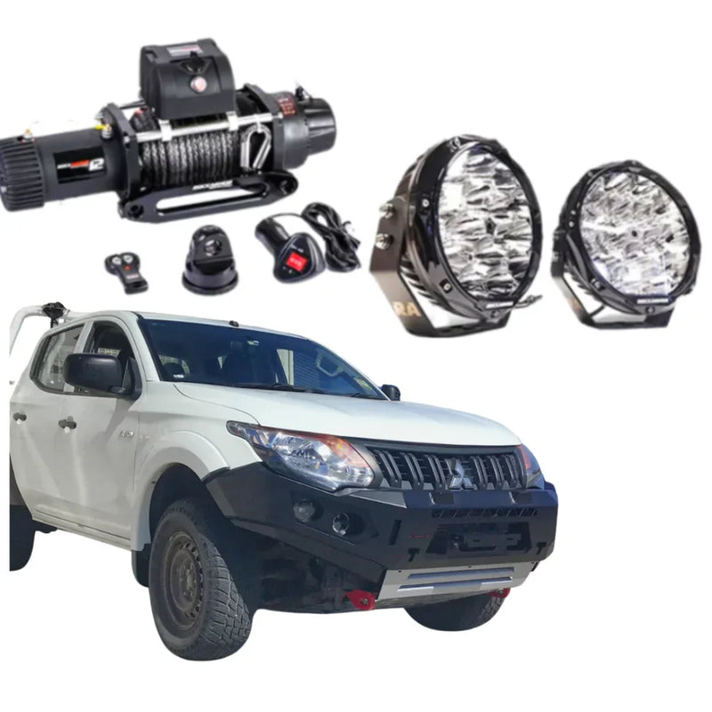 Load image into Gallery viewer, Rockarmor Gt Steel Hoopless Bullbar Combo- Mitsubishi Mq Triton (Full Bar Replacement)
