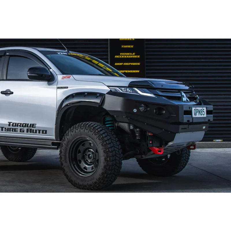 Load image into Gallery viewer, Silver pickup truck with black bull bar and driving lights on Mitsubishi MR Triton
