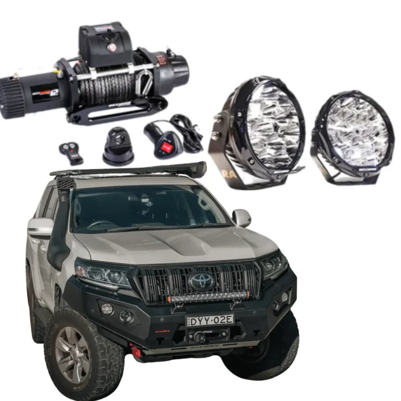 Load image into Gallery viewer, Rockarmor Gt Steel Hoopless Bullbar Combo - Toyota Prado 150 11/2017-Current - Winch Bar Combo
