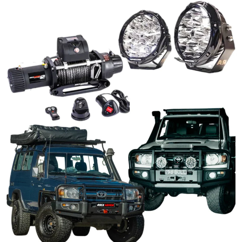 Load image into Gallery viewer, Rockarmor Premium Bullbar Frontal Combo To Suit Toyota Lancdruiser 76,78,79 2005 + - Winch Bar Combo
