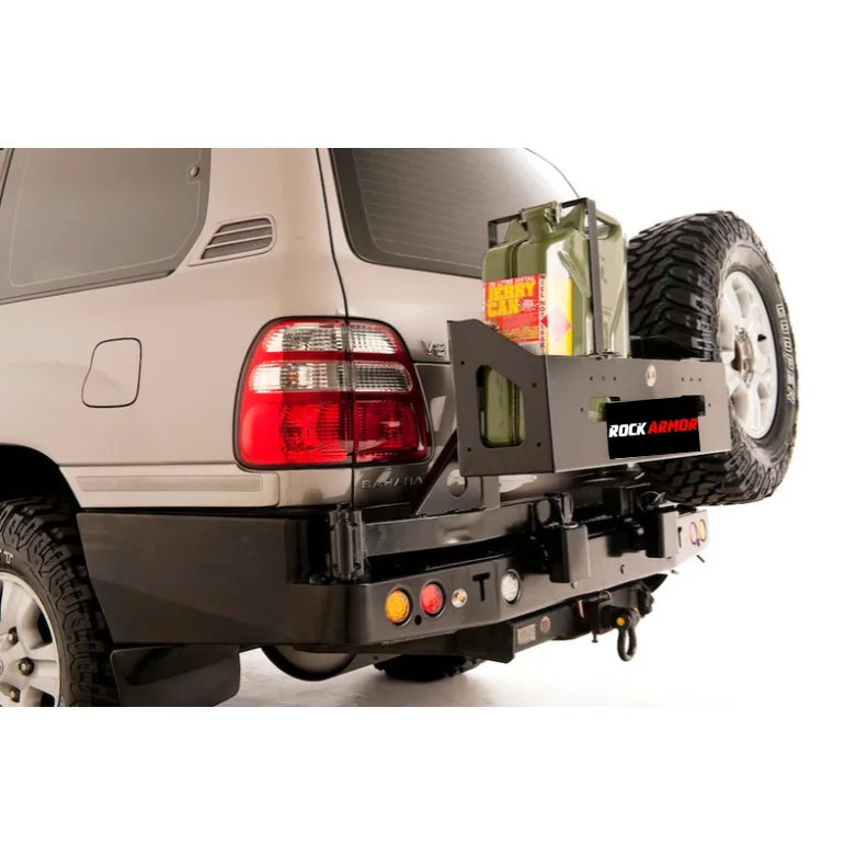 Load image into Gallery viewer, Rear bumper with spare wheel carrier and fuel can mount for Toyota Landcruiser FJ100
