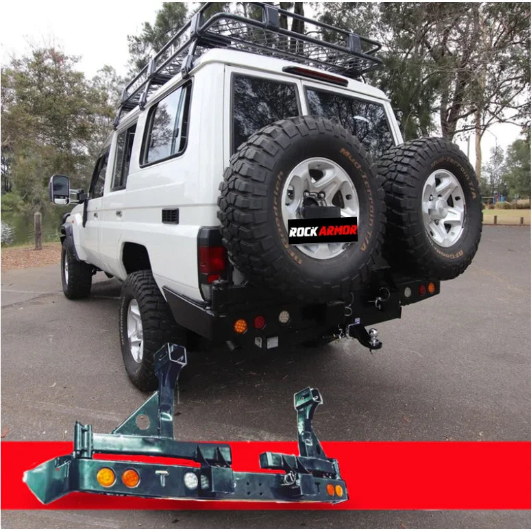 Load image into Gallery viewer, White off-road vehicle with dual spare wheel carrier for Toyota Landcruiser Troopy Wagon
