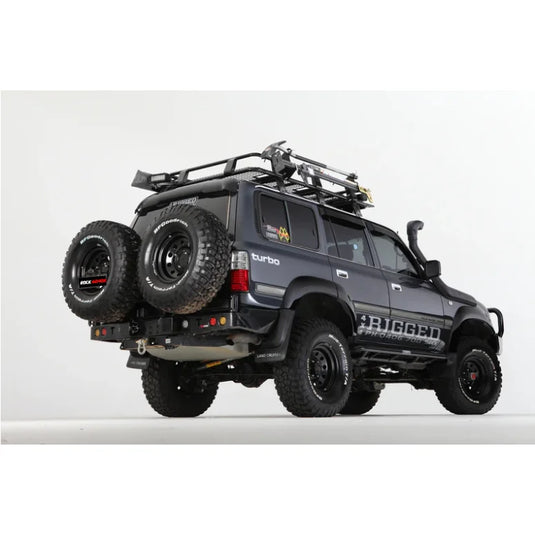 Dark gray off-road vehicle with wheel carrier and dual spare wheel for Toyota Landcruiser Fj80