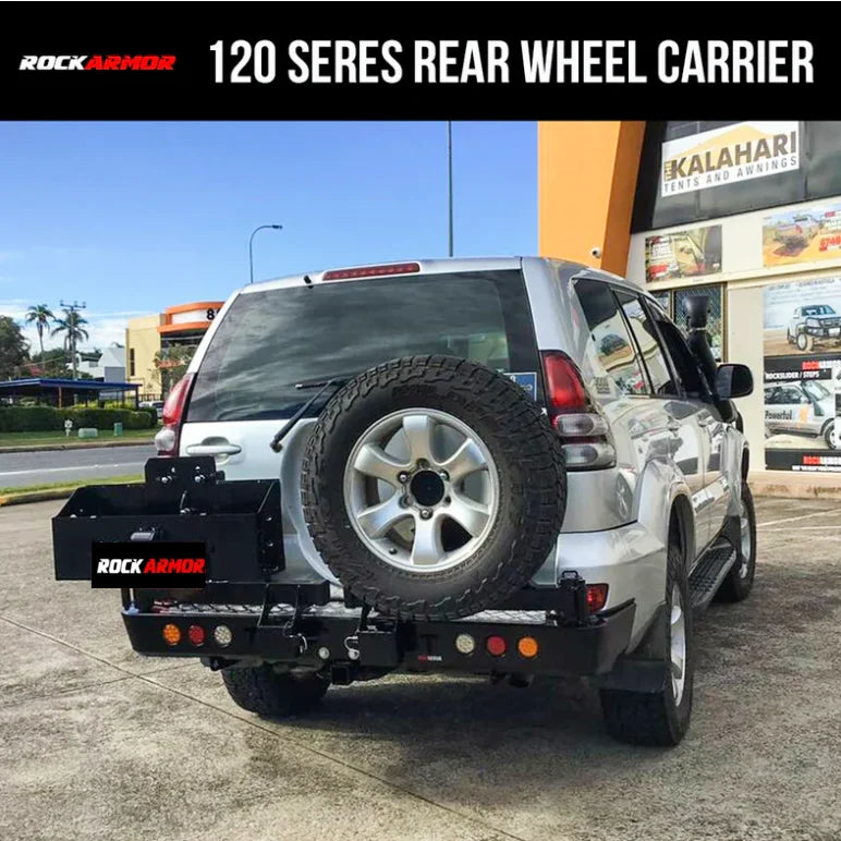 Load image into Gallery viewer, Rockarmor Steel Dual Wheel Carrier To Suit Toyota Prado 120 - Dual Wheel Carrier
