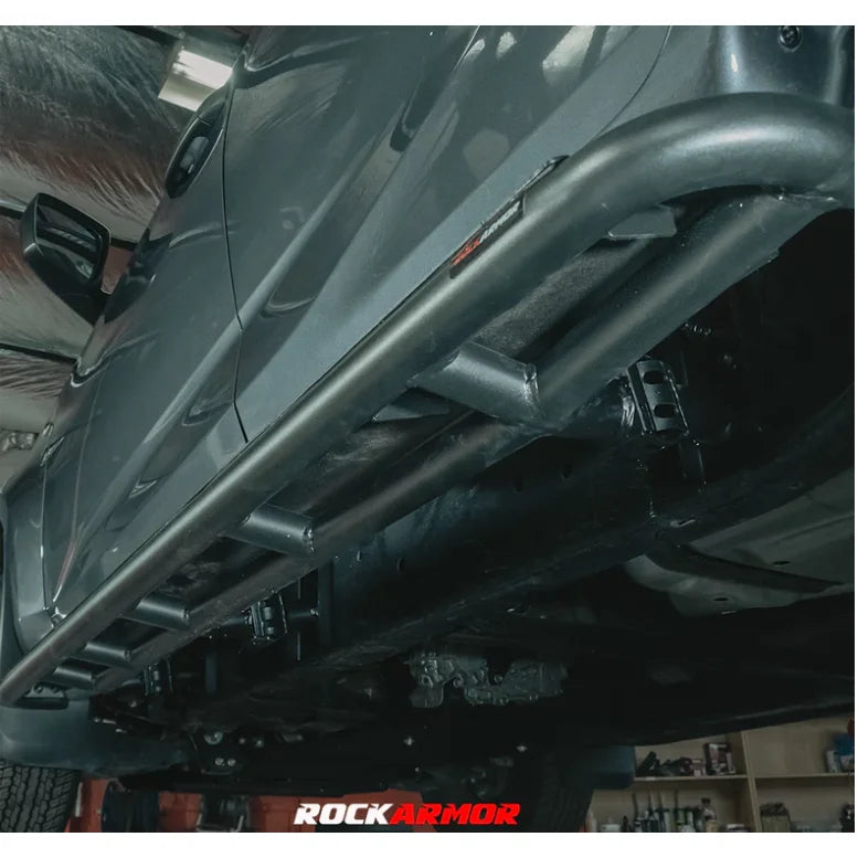 Load image into Gallery viewer, Gray metal rock slider for Isuzu Dmax with 52mm diameter rock sliders side steps
