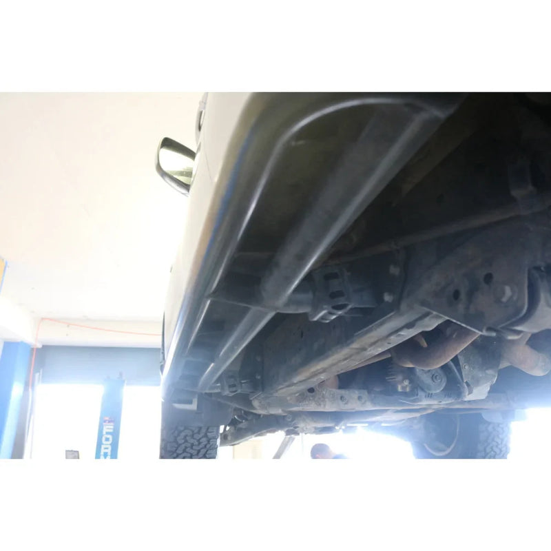 Load image into Gallery viewer, Underside of vehicle chassis with steel checker plate fitting video for Toyota Landcruiser 200 Series
