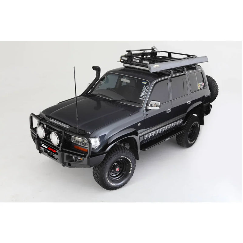 Load image into Gallery viewer, Black off-road vehicle with steel bull bar and fog lights for Toyota Landcruiser Fj80

